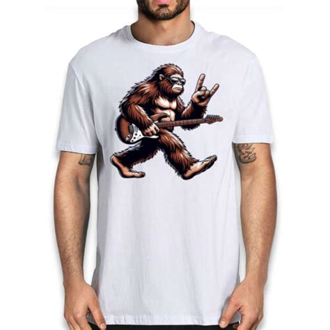 Bigfoot Rock And Roll T Shirt Sasquatch Guitar Music Graphic Tee EBay