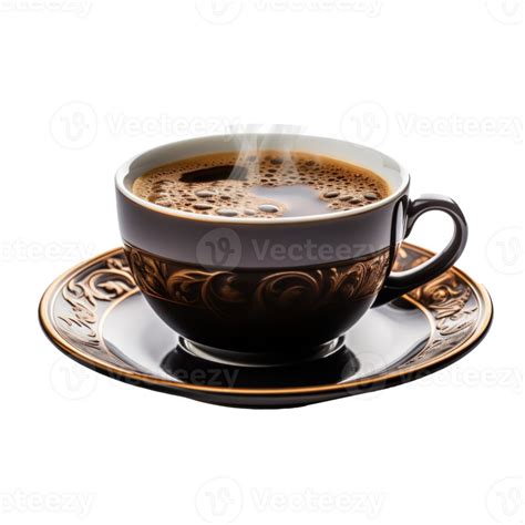 Cup Of Hot Black Coffee With Steam Isolated Png