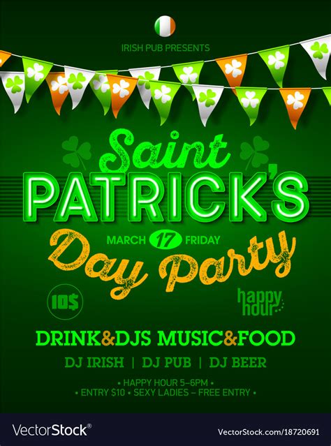 Saint Patricks Day Party Invitation Poster Vector Image