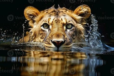 Close up of a lion in water 23773144 Stock Photo at Vecteezy