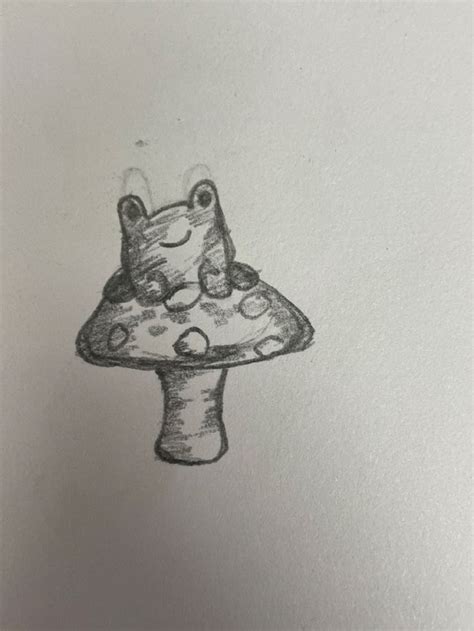 frog on a mushroom | Frog sketch, Easy drawings sketches, Log drawing