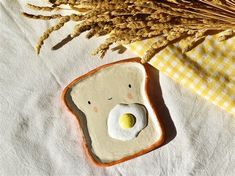 Fried Egg Bread Clay Tray Ceramic Bread Tray Toast Plate Etsy