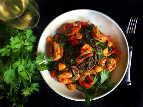 Fiery Shrimp Fra Diavolo With Squid Ink Pasta Squid Ink Pasta Pasta