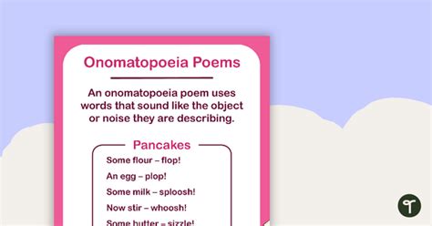 Onomatopoeia Poems Poster Teaching Resource Teach Starter