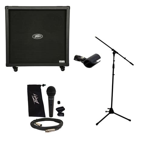 Peavey 6505 412 Straight Cabinet Electric Guitar 4 12 Speaker Cab Mic And Stand