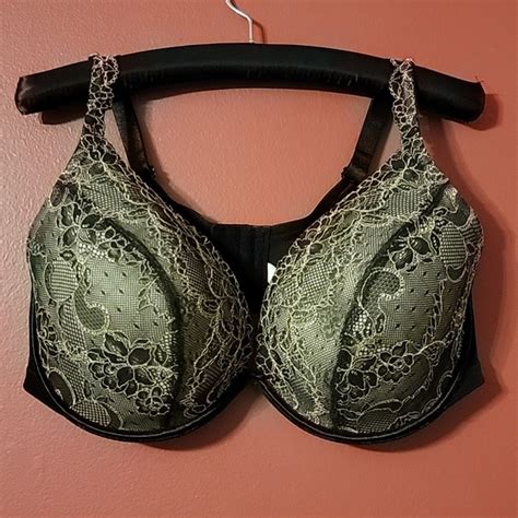 Cacique Intimates Sleepwear Ddd F Passion Lace Plunge Bra Nude Black Lane Bryant