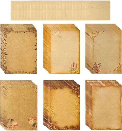 48 Blatt Vintage Briefpapier Papier Briefpapier mit Umschlägen Retro