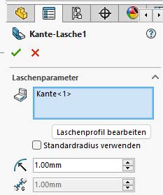 Kante Lasche Feature Laschenparameter Abstand DS SolidWorks