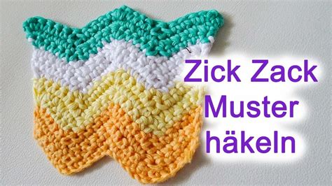 Häkelmuster Großer Zick Zack häkeln Zick Zack Muster