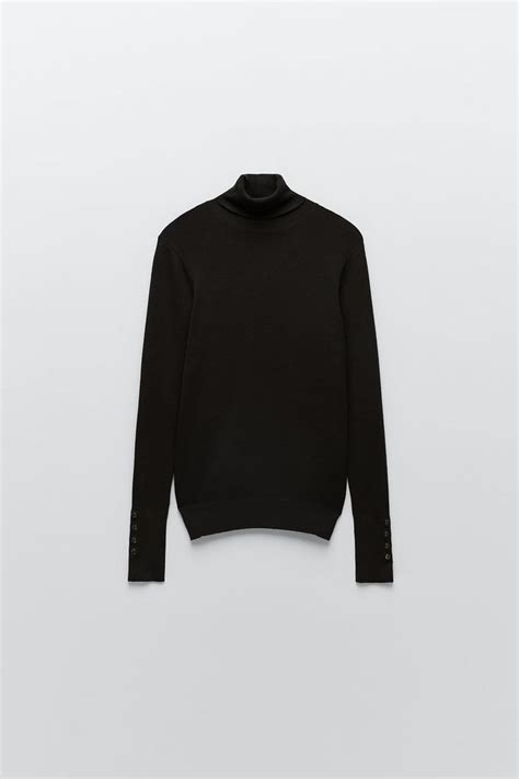 High Collar Knit Sweater Black Zara United States Sweaters