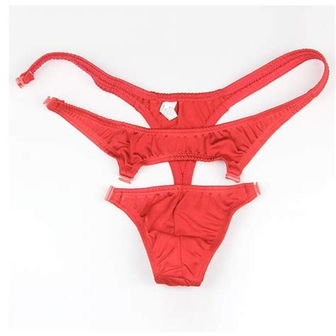 Sous vêtements pour hommes Strings Sexy Appeal Hollow Perspective Briefs Lingerie n Rouge