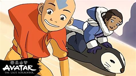 Aang And Katara Go Penguin Sledding Full Scene Avatar The Last Airbender Youtube