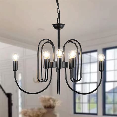 Psyverii Light Modern Black Farmhouse Chandelier Tier Industrial