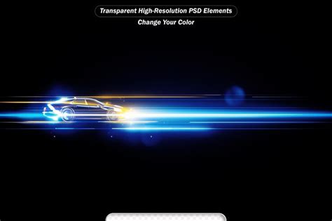 Premium PSD | Beautiful light flares Glowing streaks car on dark background