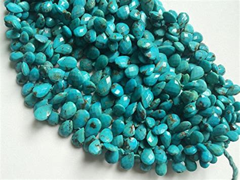 Strand Natural Arizona Turquoise Faceted Pear Beads Natural