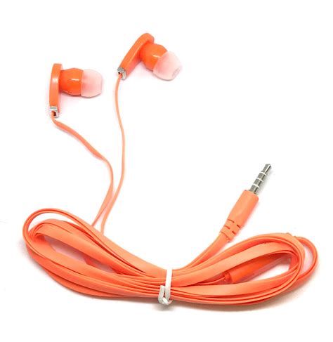 Orange Stereo Deluxe Earbuds With Microphone Tfd Supplies