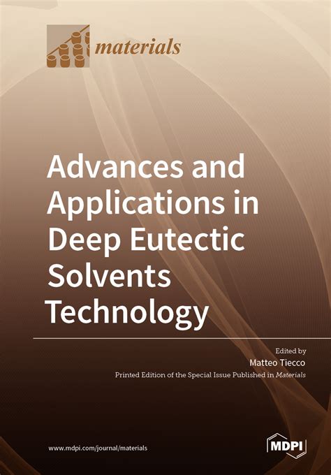 Advances and Applications in Deep Eutectic Solvents Technology | MDPI Books