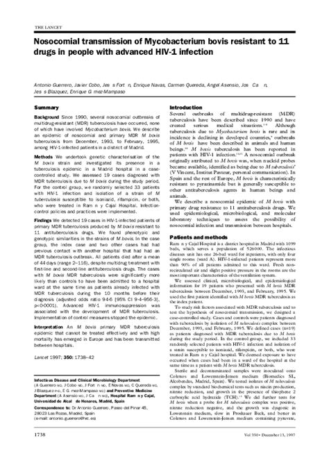 (PDF) Nosocomial transmission of Mycobacterium bovis resistant to 11 ...