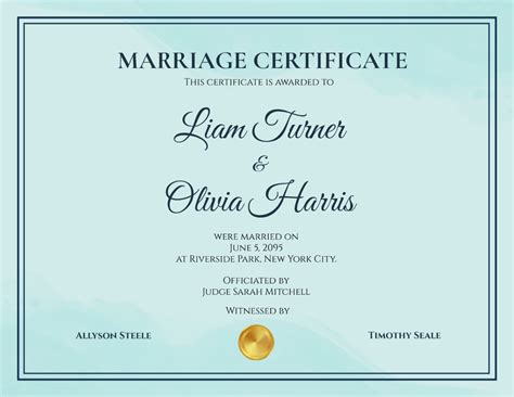 Free Printable Marriage Certificate To Customize Online