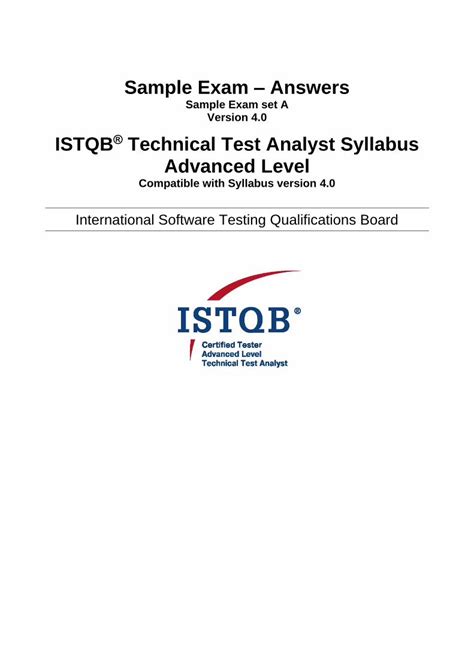 PDF Sample Exam Set A Version 4 0 ISTQB Technical Test Analyst