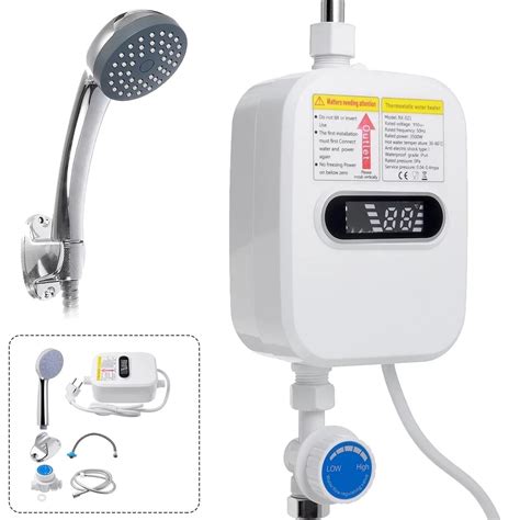 3500W Electric Tankless Water Heater With Bathroom Shower Head Set Instant Hot Bath System
