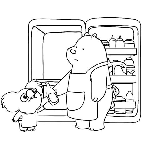 Ice Bear Y Nom Nom En La Cocina Para Colorear Imprimir E Dibujar