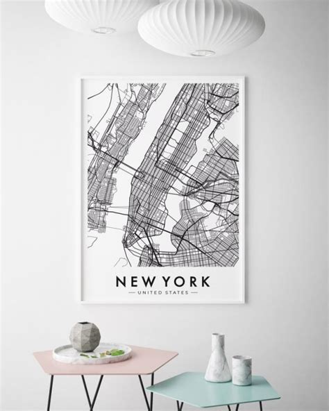 Plakat Mapa Nowy Jork New York X Cm B Hog Studio