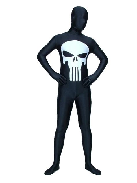 Spandex Lycra The Punisher Costume Zentai Full Bodysuit For Halloween