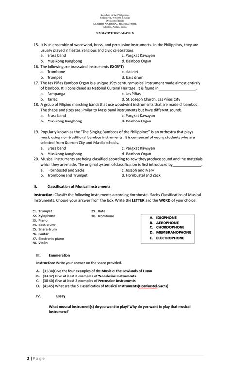 SOLUTION Toaz Info Grade 7 Mapeh Summative Test Pr