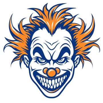 Clown Face Blue Hair Outline, Clown, Face, Halloween PNG Transparent ...