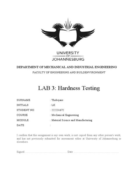 LAB 3 - Rockwell Hardness Testing | PDF | Hardness | Secondary Sector ...