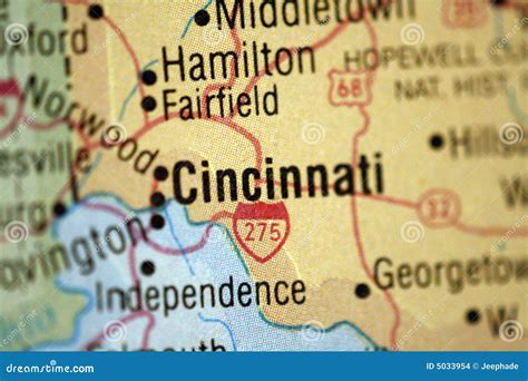 Map of Cincinnati Ohio stock photo. Image of town, interstate - 5033954