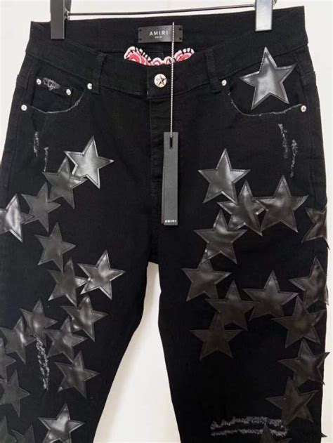 Buy Replica Amiri Chemist Leather Stars Jeans In Black Buy Designer