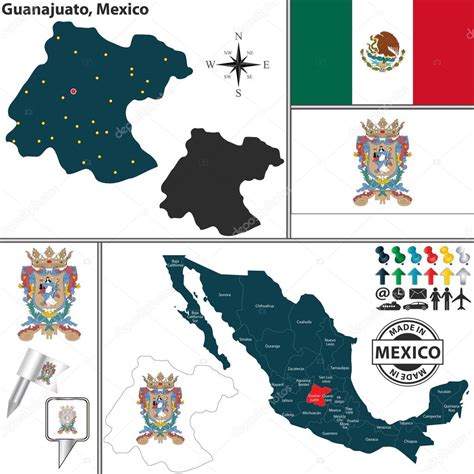 Mapa De Guanajuato México Vector Gráfico Vectorial © Sateda Imagen