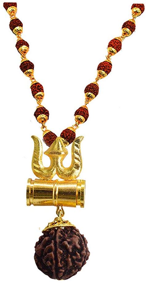 Rudraksha Mala Beads Divine Wood Lord Shiv Trishul Damru Locket With