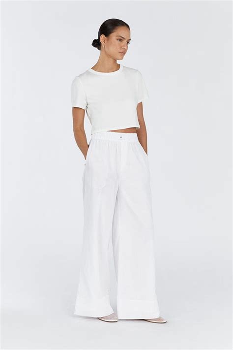 Laiken White Wide Leg Linen Pant Dissh