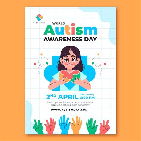 Free Vector Flat World Autism Awareness Day Vertical Poster Template