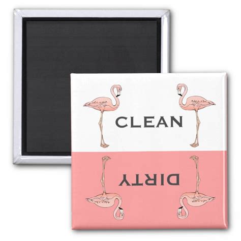 Classic Pink Flamingo Clean Dirty Dishwasher Magnet Zazzle