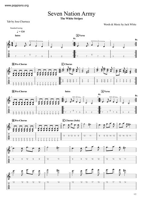 White Stripes Seven Nation Army Sax Score Pdf Free Score Download ★