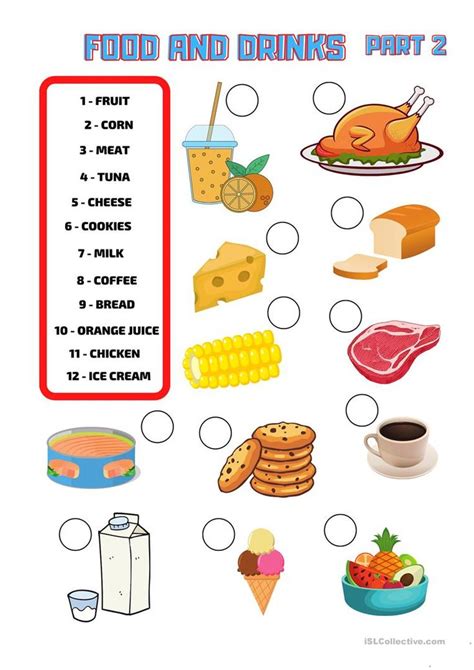 Food And Drinks English Esl Worksheets For Distance Learning And