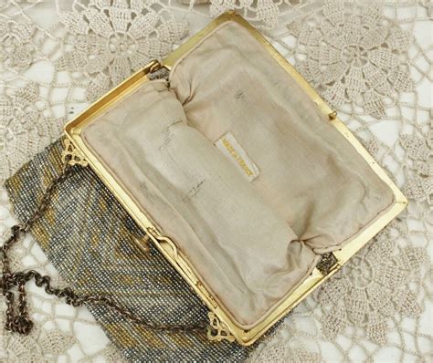 Antique French Art Deco Microbead Beaded Silver And Gold Purse Etsy