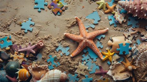 Adorable Starfish Immersed In A Delightful Jigsaw Puzzle Ai Generated