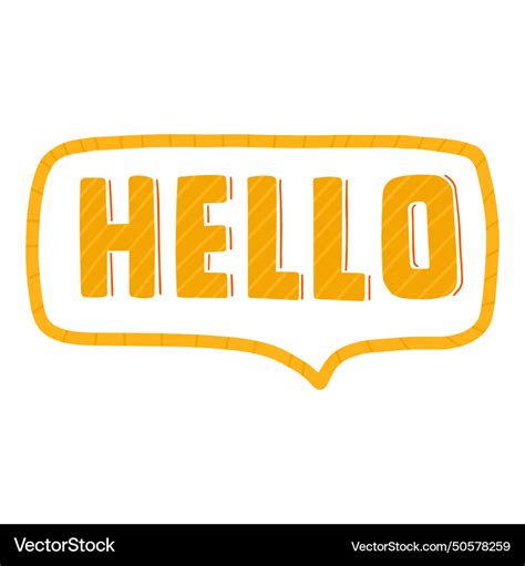 Hello Hand Drawn Lettering In Dialog Bubble Vector Image