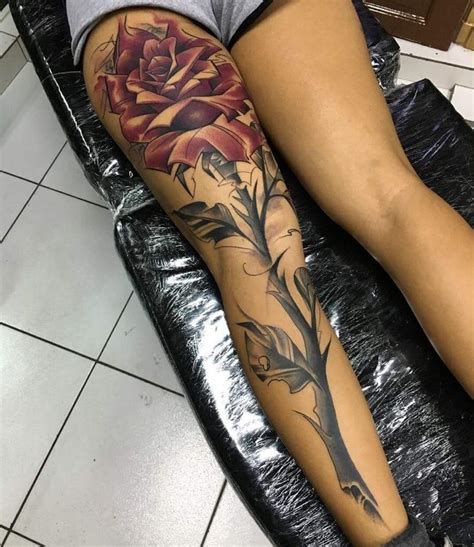 Rose Tattoo Leg Tattoos Women Thigh Tattoos Women Girl Leg Tattoos