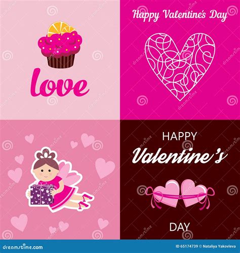 Happy Valentines Day Cards Vector Illustration Stock Vector Illustration Of Decor