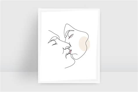 Minimalist Couple Love Kissing Line Art Graphic by Creative Pixa ...