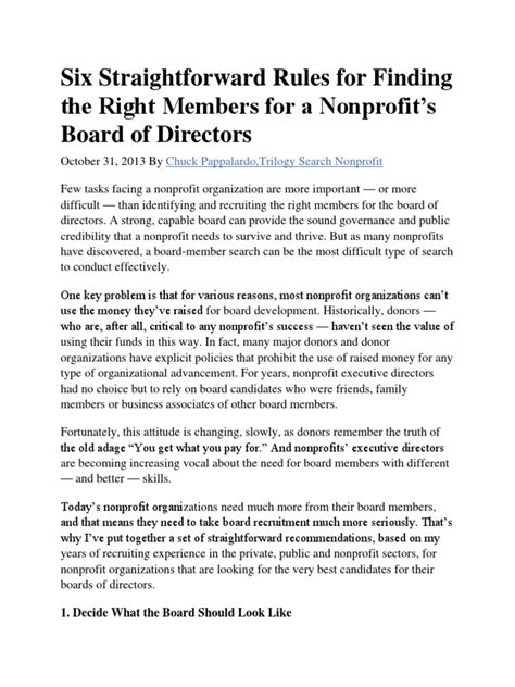 Finding Board Members For A Nonprofit Pdf Board Of Directors Nonprofit Organization