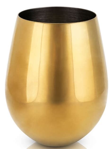 Viski Gold Stemless Wine Glasses Set Of 2