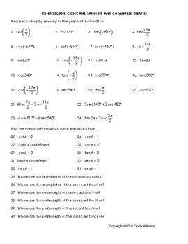 Using Secant, Cosecant, Tangent, and Cotangent Graphs by The Math Machine