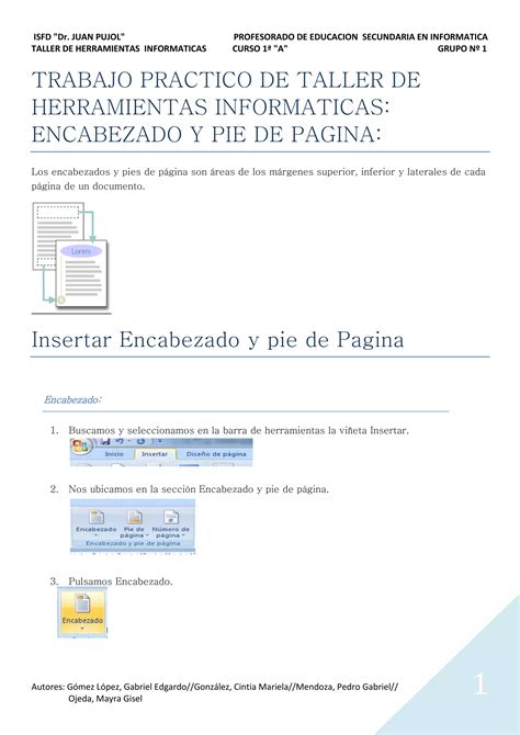 Encabezado Y Pie De Pagina Pdf